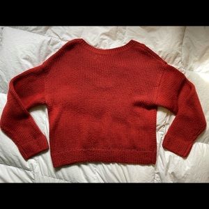 PINK crocheted/knit sweater